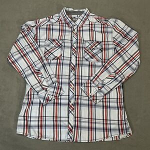 BKE Athletic Fit Pearl Snap Plaid Long Sleeve Shirt Mens Size XL